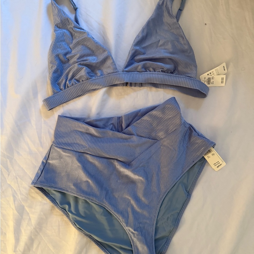 Aerie Light Blue Ribbed Bikini